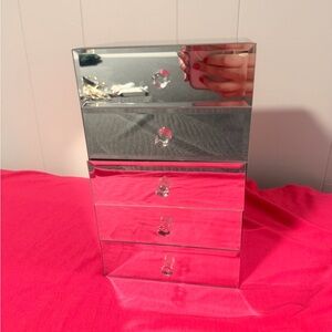 Elegant Silver Mirrored Jewelry Organizer